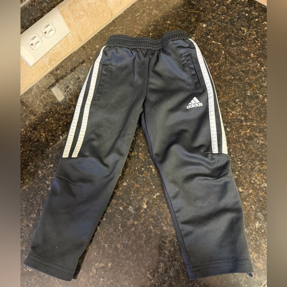adidas Black Jogger Pants with White Side Stripes